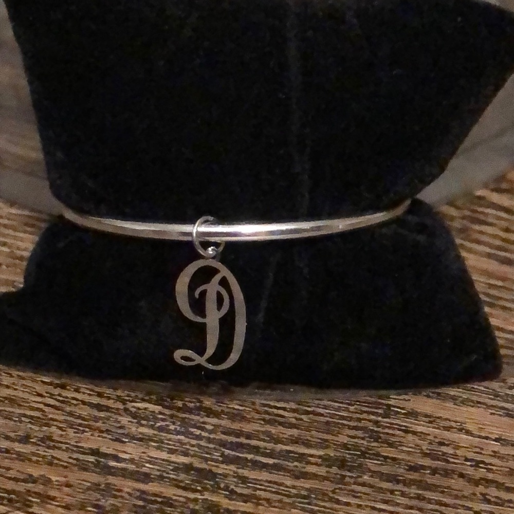 Elegant Sterling Silver Charm Bangle Bracelet - Picture 3 of 6